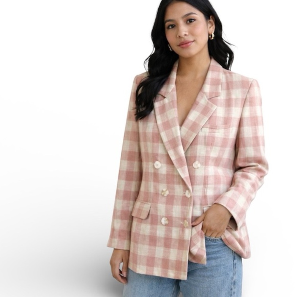 Vintage 80’s JH collectibles plaid pink blazer jacket